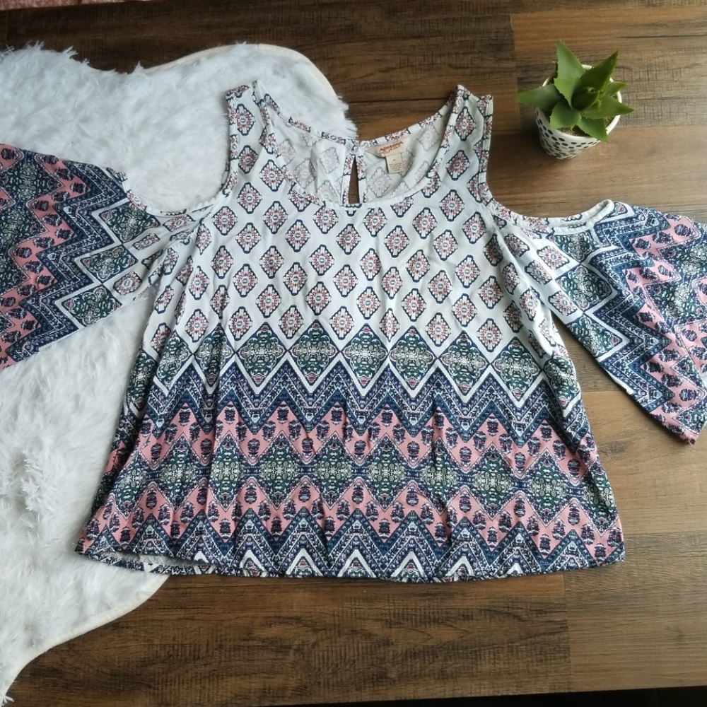 Arizona Hippie Boho Bell Sleeve Crop Top Medium - Picture 1 of 6